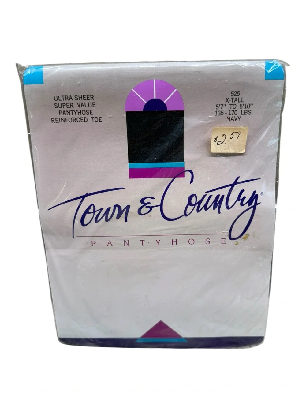 Vintage Town & Country Ultra Sheer Pantyhose 100% Nylon X-Tall Navy 525